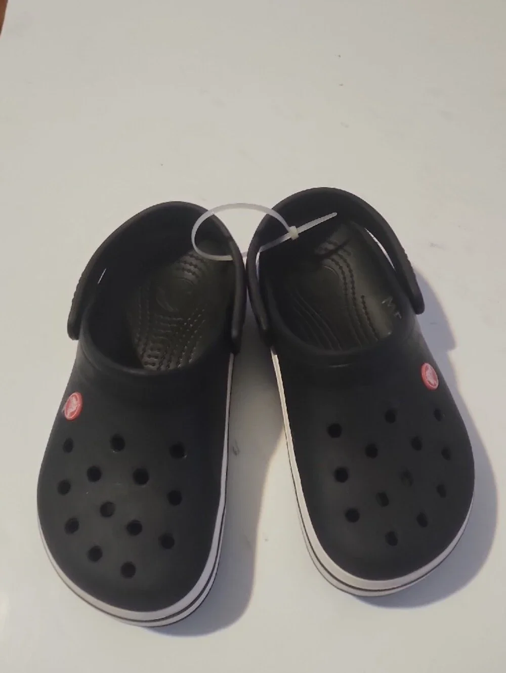 CROCS Kids Black Clog Sandals with White Trim. New Without Box